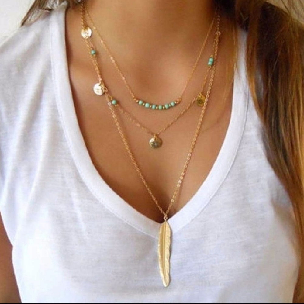 3 Layer Feather Necklace